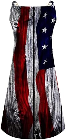 HCJKDU Ženska modna mini haljina široki remen bez rukava V vrat sa patentnim zatvaračem Dan nezavisnosti Ispis haljina za odmor za