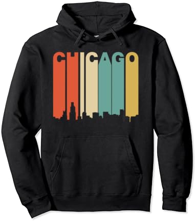 Retro 1970-ov stil Chicago Illinois Skyline Hoodie
