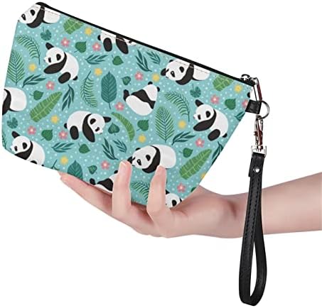 SCRAWLGOD bambus Panda Print torba za šminkanje za torbicu Slatka kozmetička torba putna toaletna torba torbica Organizator mala torba