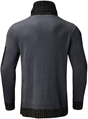 XZHDD Pleteni džemper za muške, šal visoke ovratnike Zimske kapulke pulover Turtleneck Patchwork casual tople džemper