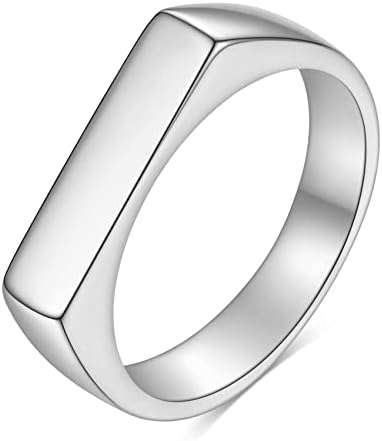 MYNENEY Nerđajući čelik kvadratni oblik pečatnog stila klasična jednostavna obična vjenčana Zaručnička izjava prsten