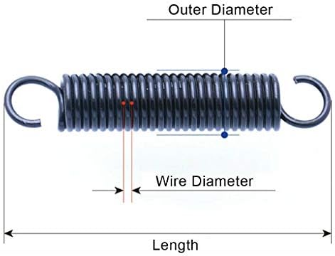 Kompresijska opruga Povratna opruga za napetost za napetost sa kukama Prečnik žice 2 mm čelik Mali produžni proljetni vanjski promjer