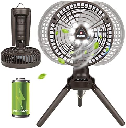Prijenosni ventilator za kampiranje sa LED fenjerom, ventilator na baterije 10400mah sa kukom za vješanje za šatore, sklopivi USB