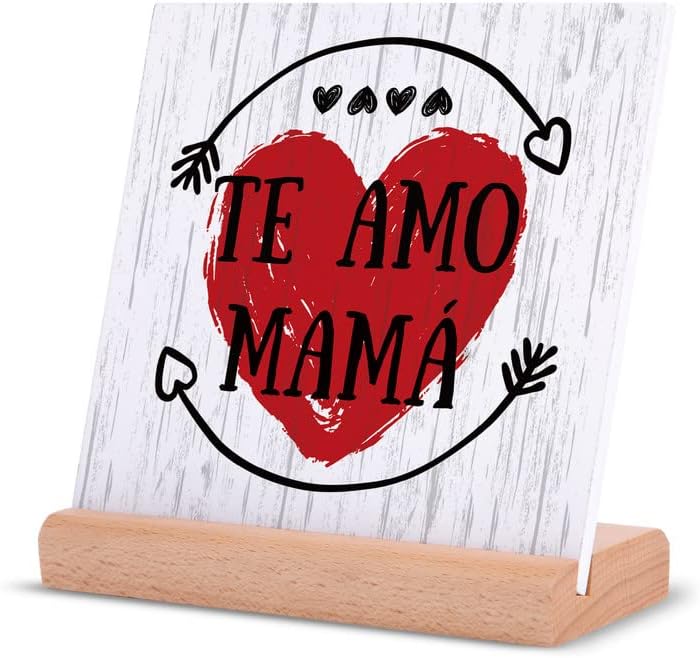 Regalos Para Mama, pokloni za španski mama od kćeri sina, Mama rođendanski pokloni Desk dekoracije Plaketa sa drvenim postoljem-mama