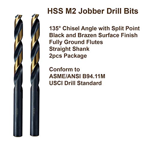 MAXTOOL 5.0 mm 2kom identične bušilice dužine posla HSS M2 Twist burgije metričke potpuno brušene Crne & amp ;Bronzane ravne bušilice;