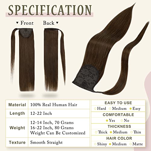 Full Shine Ponytail Hair Extension 18 Inch Real Hair Ponytail Extension omotajte se oko Ponytail Mdeium smeđe kose i ekstenzija za kosu u pravoj ljudskoj kosi 7 kom kopči na ekstenzijama za kosu