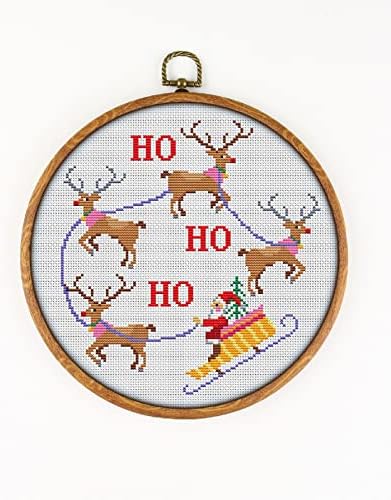 Ho Ho Ho Sretan Božić CS1497-broje Cross Stitch KIT 2. Set konca, igala, Aida tkanine, navoja za igle, makaza za vezenje i štampani