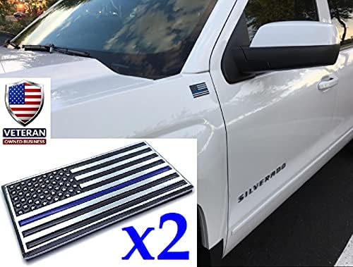 Muzzys-set dvo-aluminijske tanke plave linije Američki zastava naljepnica naljepnica za naljepnicu 3.2 x1.75 Sjedinjene Države Natrag