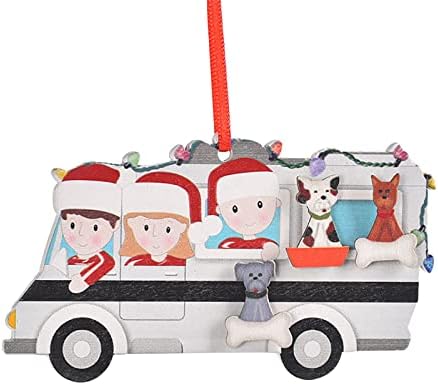Božićna dekoracija drvena privjesak Creative Creative Family Cat Dog DIY Autobus Privjesak za autobus Unutrašnjost
