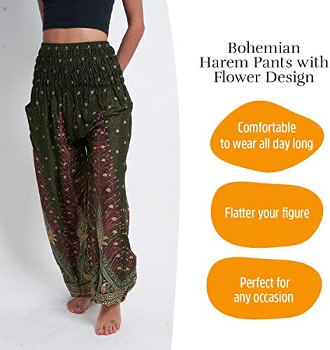 MNZ boemijske harem hlače, visoke struke joga hlače sa paronskim dizajnom, ljetna hipi / harem odjeća za žene