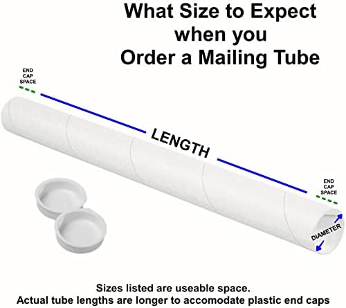 Tubeequeen teške bijele Mailing cijevi sa završnim poklopcima-Art cijevi za otpremu za skladištenje dokumenata, 3 inča x 18 inča upotrebljivog