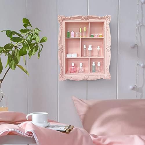 Boomlatu roze zidne plutajuće police sa ručno rađenim rezbarenjem, drvena zidna polica u francuskom stilu za dnevni boravak spavaća