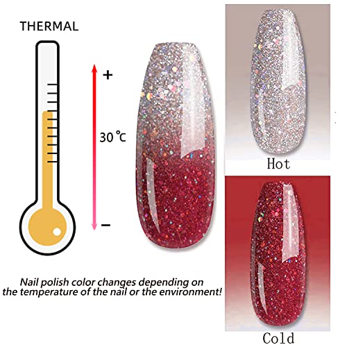 Vhccirt reflektivni Gel lak za nokte koji mijenja boju, Gel za lakiranje noktiju s crvenim sjajem, Gel za promjenu Temperature, UV