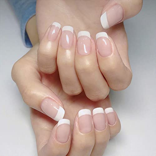 Bijeli francuski Savjet za nokte kratki kvadratni lažni nokti bijeli Savjeti za nokte puni poklopac lažni nokti goli akrilni nokti