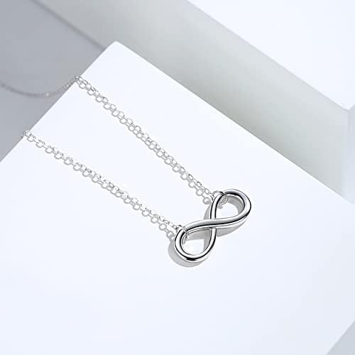 Raskošne Rodijumske Infinity ogrlice od 925 Srebra za žene, 18 inča