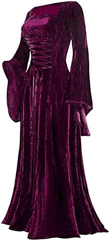 Ženska renesansna Srednjovekovna kostimova haljina Velvet gotic Bandage Maxi dugačke haljine Plus veličina Cosplay Retro haljina S-5XL