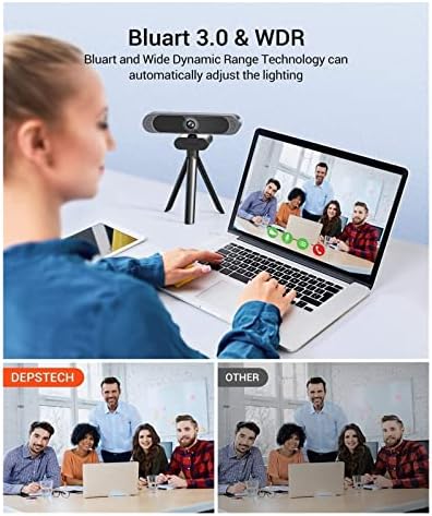 Biall Web kamera 4K 8MP HD web kamera sa mikrofonom za poništavanje buke/poklopcem za privatnost/stativom, Plug-and-Play, USB web