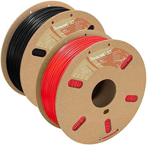 TPU Crni i TPU Crveni snop, Duramic 3D TPU fleksibilni filament 95A, meka TPU 3D štamparija, 1kg kalem, dimenzionalna tačnost +/-