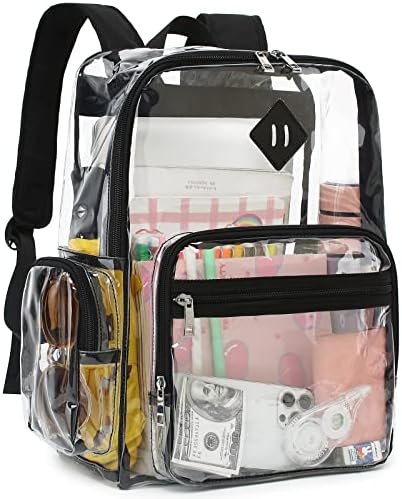 Fuyicat Heavy Duty Clear ruksak za djevojčice dječaci žene muškarci, PVC prozirni školski ruksaci pogledajte kroz fakultetsku torbu
