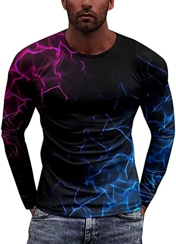 Muška Casual T Shirt Street 3D Digitalna štampa okrugli vrat Dugi rukav velike majice Tie Dye Slim Retro muški vrh