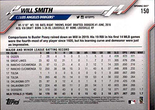 2020. dan otvaranja 150 Will Smith Los Angeles Dodgers MLB bejzbol trgovačka kartica