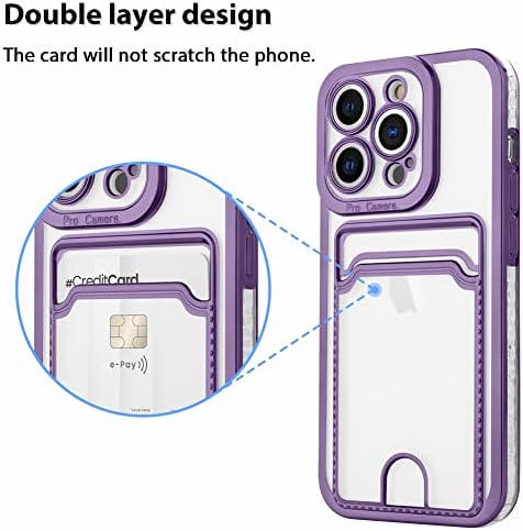 Ziye Dizajn za iPhone 14 Pro Max Case 6,7 inčni nosač karte za karticu prozirna futrola sa zaštitnikom zaslona otporni na devojke