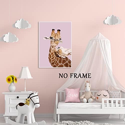 Žirafa platnena zidna Umjetnost rasadnik posteri za djecu slatka slika Žirafe rasadnik životinja štampa smiješna žirafa platno Divlje