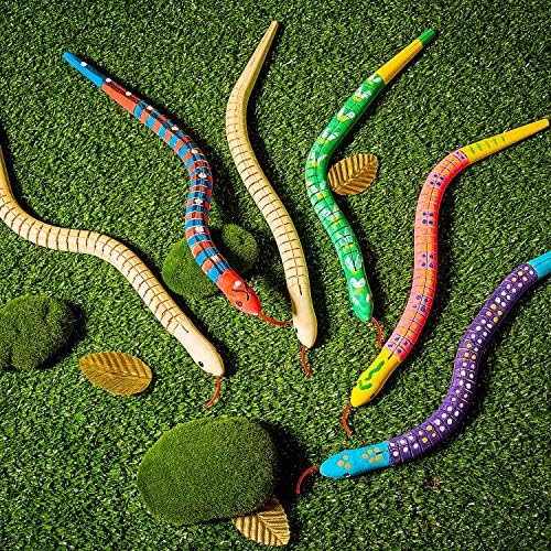 10 komada drvena zmija nedovršena drvena Wiggly zmija spojena fleksibilna drvena zmija sa 12 boja akrilna zanatska boja i 2 komada