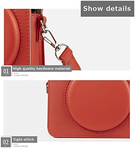 Ngaantyun zaštitna torbica za Instax Square SQ1 Instant kameru, kožna torba sa podesivim remenom za rame - Terakota narandžasta