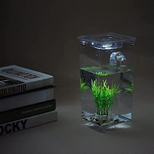 GOOFFY zdjele za ribe Mini akvarijski akvarijum sa LED lampom svjetlosni borbeni cilindar za ribu samočišćenje malog akvarijuma akrilna