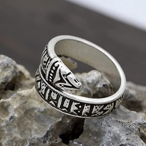 MINH Hi Norse Viking Runes prsten sa dvostrukom glavom, ženski Muški podesivi prsten za palac, ručno rađeni polirani Keltski paganski