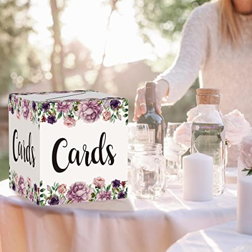 Tfciate ljubičasta kutija za cvjetnu karticu, 8 x8 x8 kartice za prijem za mladenke vjenčanja za bebe tuširanje rođendana za rođendanu