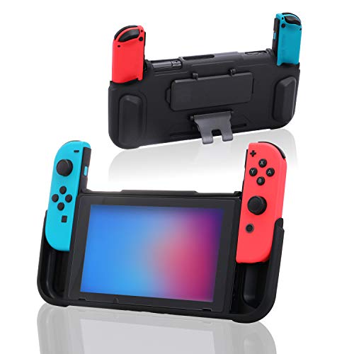 Echzove TPU futrola za Nintendo Switch, zaštitna futrola za Nintendo Switch sa skladištem za kartice za igru i postoljem - Crna