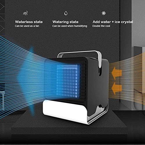 Mini klima uređaj USB, lični prostor Negativni jonski hladnjak sa prenosnim ručicama noćno svjetlo, za spavanje na otvorenom - crna