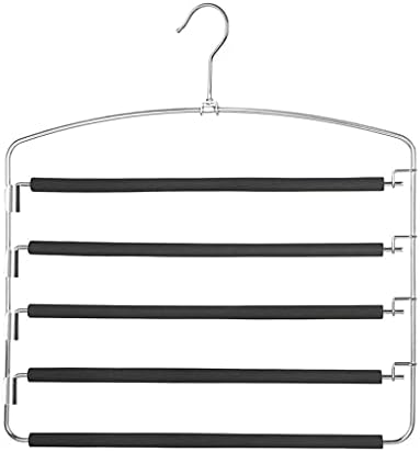 Czdyuf vješalice za hlače 5 slojeva metalne Slack Magic vješalice neklizajuće pjenaste podstavljene vješalice za uštedu prostora vješalica za odjeću ormar za pohranu orgulje