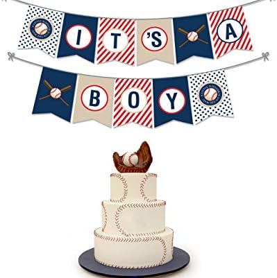 Party Tarty-Bejzbol tematska zabava favorizira Baby Shower Sportska tematska dekoracija zastavica-to je ukras za fotelje za dječake