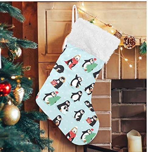 Alaza Božićne čarape Slatki Božićni pingvini Classic Personalizirani veliki ukrasi za čarape za obiteljski odmor Sezona Party Decor