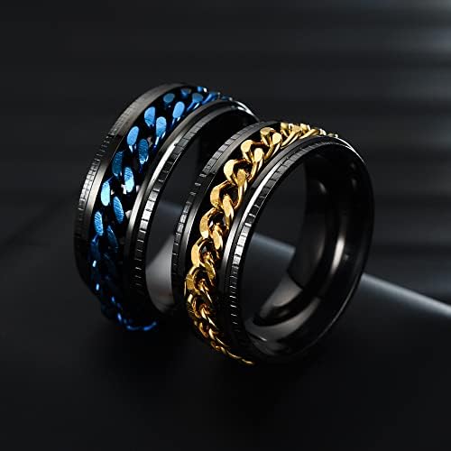 PALOTAY 4PCS prstenovi za muškarce Crni prsten set za prstenje za tjeskobu MENS FIDGET BAND RINGS Titanium prstenovi za žene FIDGET