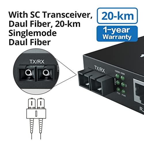 1.25 g Gigabit Ethernet Media Converter, Singlemode Dual SC Fiber to Ethernet RJ45 Converter za 10/100/1000Base-Tx do 1000Base-LX,