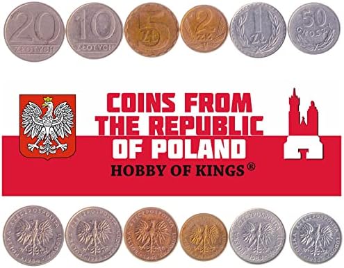 9 novčića iz Poljske | Poljska kolekcija kovanica 5 10 20 50 GROSZ 1 2 5 10 20 Złoty | Kruže 1957-1974 | Nicolaus Copernicus | Bijeli