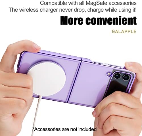 GALAPPLE ultratanki Magnetic Clear Case za Galaxy Z Flip 4 sa Lima ljubičasti Branik, kompatibilan sa MagSafe priborom, ekran&zaštita