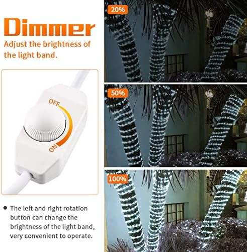 TigQiang 151FT LED svjetla za užad, unutrašnja Vanjska svjetla za uže sa mogućnošću zatamnjivanja, vodootporna, 1656 dnevnih bijelih