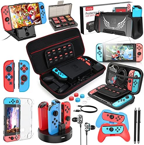 Heystop Switch accessories Bundle 25 u 1 kompatibilan sa Nintendo Switch, poklon komplet za Switch torbicu za nošenje, priključna