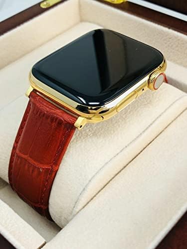 De Billas Lux 24K pozlaćeni 45 mm iwatch serija 7 nehrđajući čelik crveni opseg GPS LTE O2