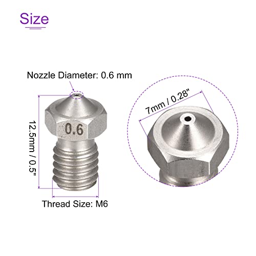 Dmiotech 2 pakovanje 0,6 mm 3D mlaznica za otimače od nehrđajućeg čelika za V5 V6 ekstruder, 1,75 mm filament