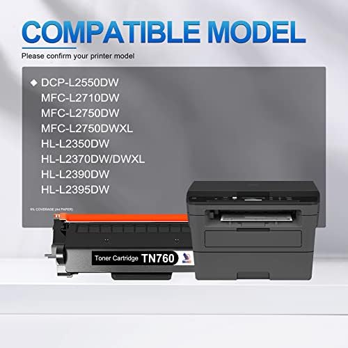 TN760 toner visokog prinosa: 4 Pakovanje Crni kompatibilni brat TN-760 TN 760 Zamjena tinte za DCP-L2550DW HLL2395DW MFCL2710DW MFC-L2750DW