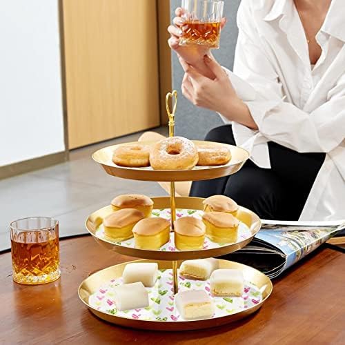 Stalak za torte sa zlatnim ladicom za posluživanje, 3 slojevi okrugli cupcake Slastičarnice za slastičarstvo, držač za cupcake desertna