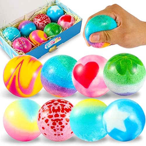 Richtim Stress Ball za djecu, Stress Ball 8 paket za poklone - šarene stres lopte za stres, oslobađanje od anksioznosti, fokus, stres