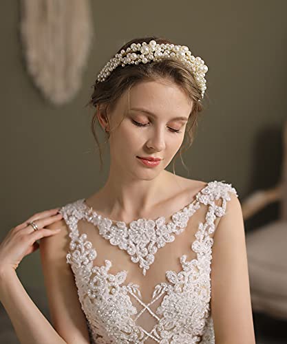 Bachelorette Party Dekoracije Pearl vjenčanje Headpieces za Bride Bridal traka za glavu sa Twin String Crown trendi elegantne žene