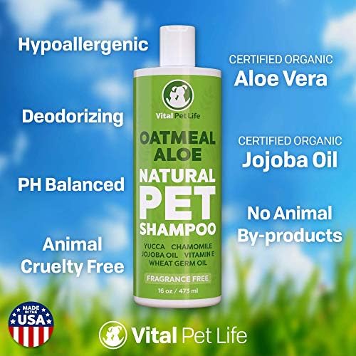 Šampon za pse sa ovsenim pahuljicama, Aloe Verom, kamilicom, Jojobinim uljem, vitaminom E-prirodnim sastojcima, pomaže alergijama